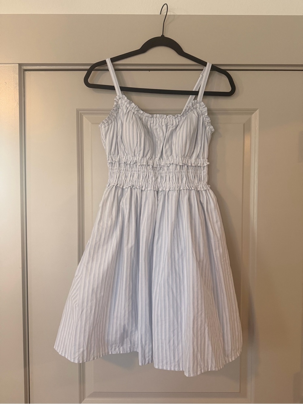 Abercrombie & Fitch Bra-Free Light Blue and White Striped Sundress